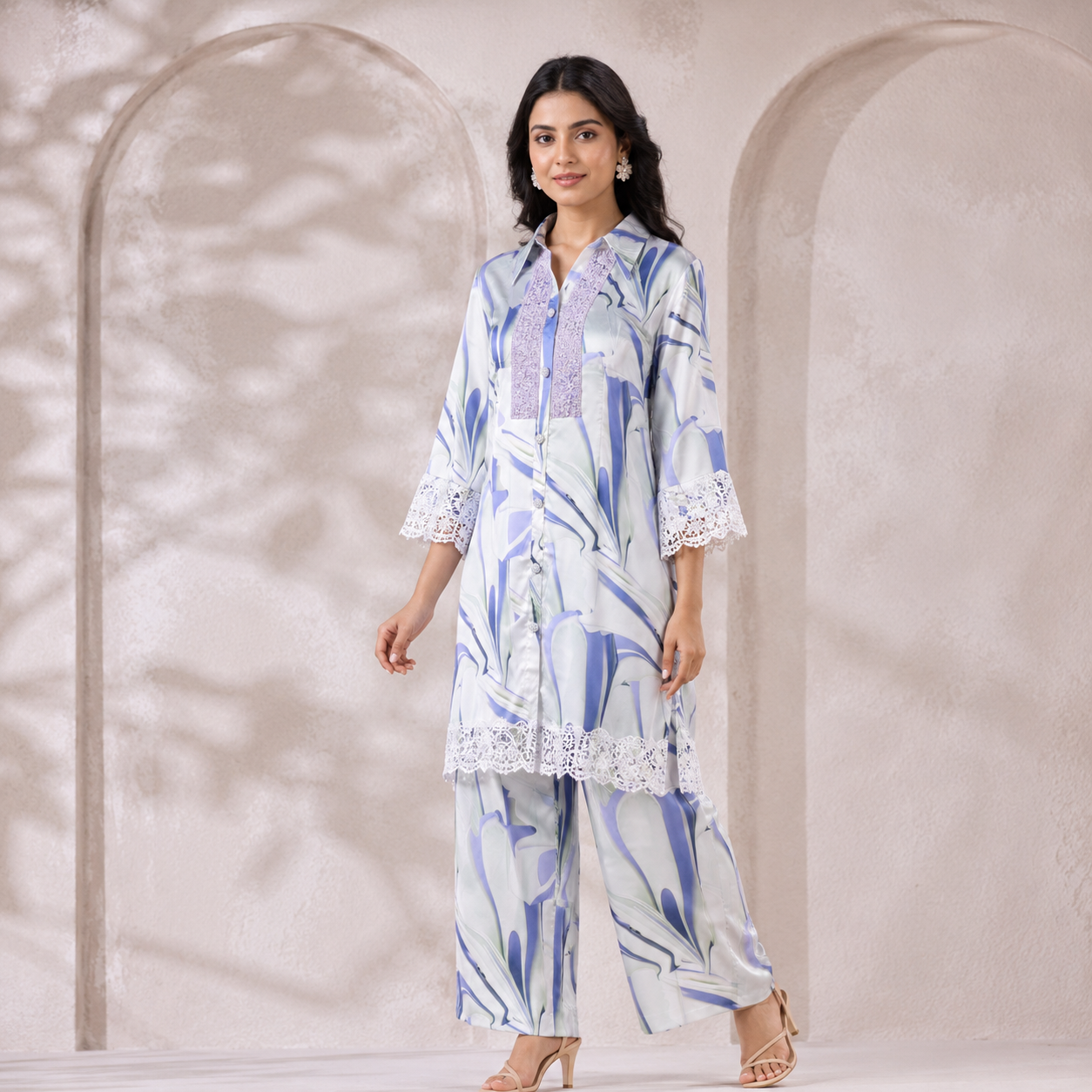 Lavender Mist Abstract Printed Cord Set